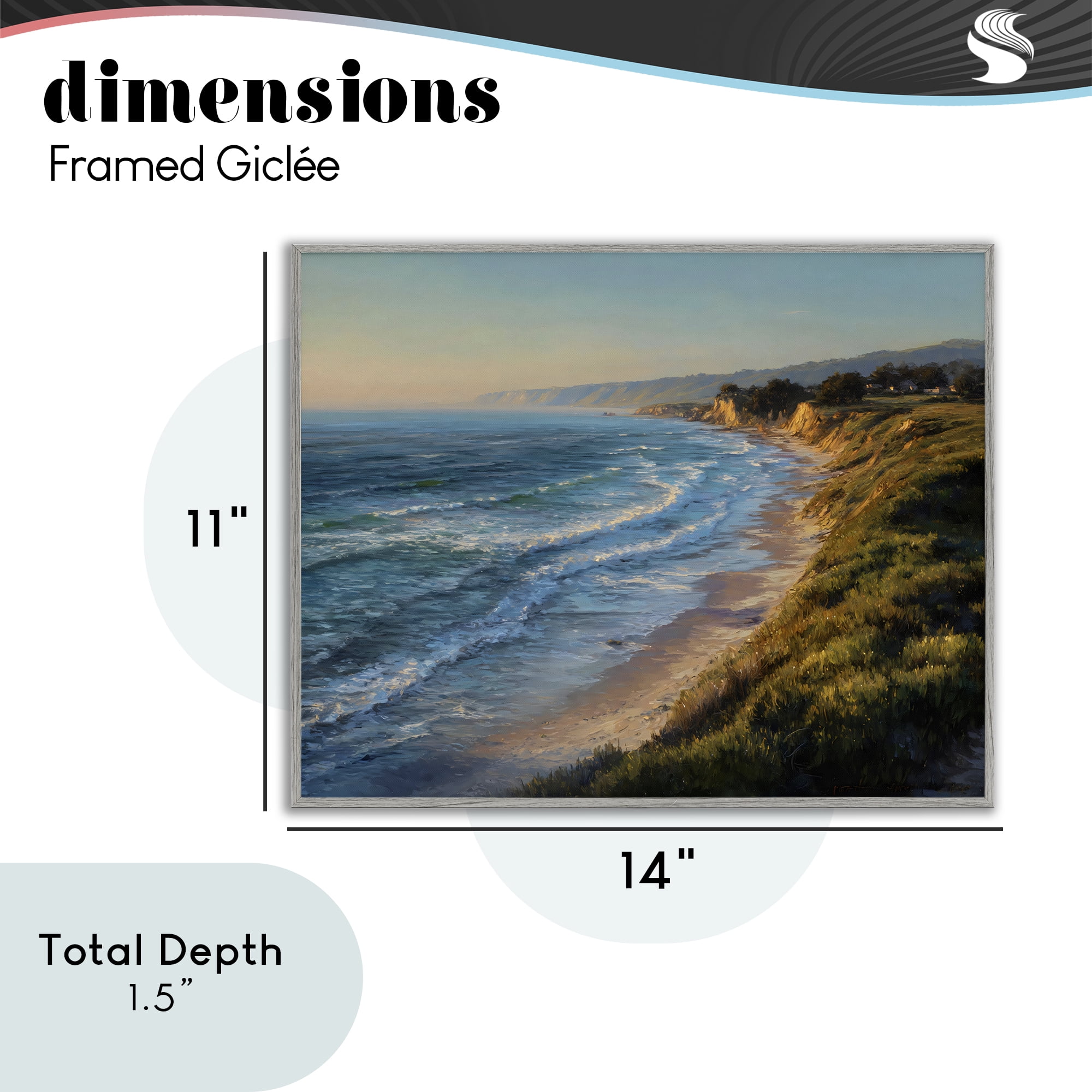 Stupell Industries Rounded Coastline View Gray Framed Giclee Art, design by Franklyn Gregory