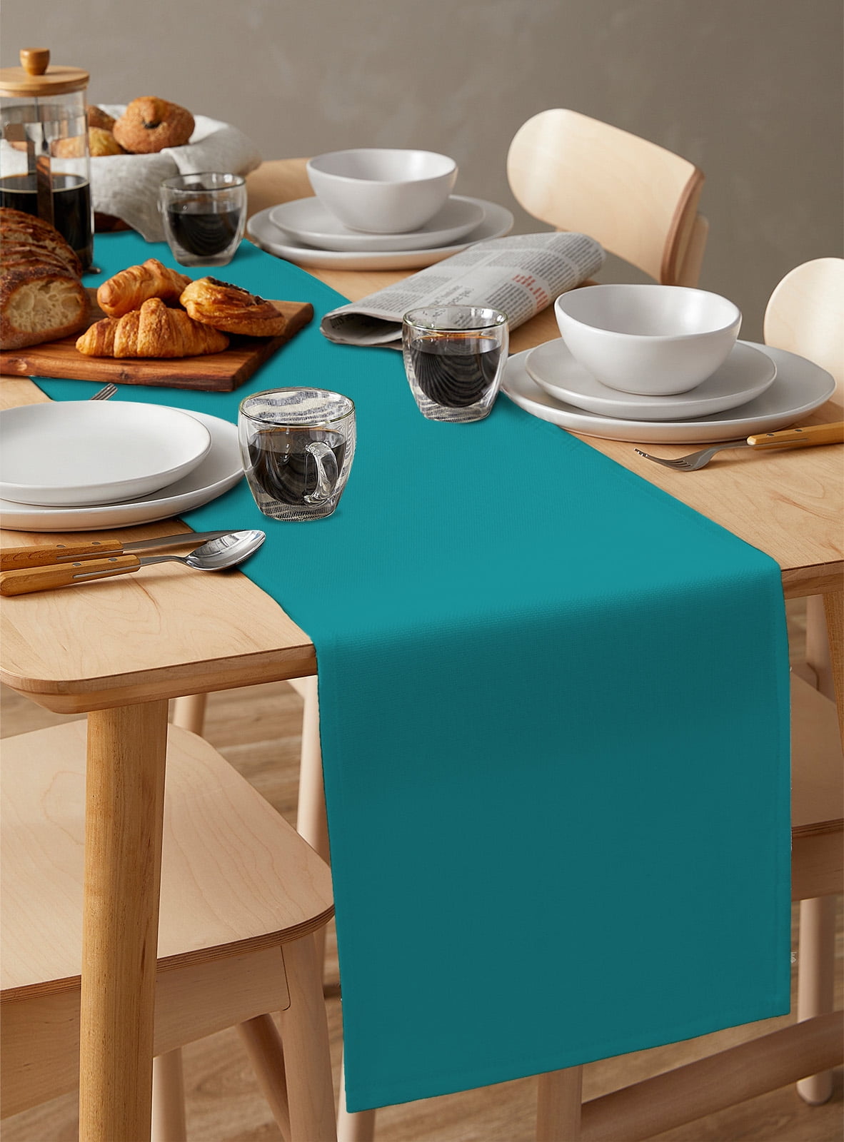 Teal Table Runner Turquoise Pure Teal Tablerunners 13 x 108 Inch, Table Decorations Tabletop Scarf for Summer Gathering Holiday Farmhouse Kitchen Dining Decor