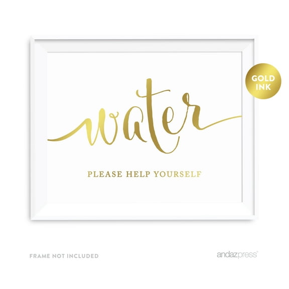 Water Metallic Gold Wedding Party Signs