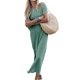 thumbnail image 5 of Lucakuins - Vestido de playa informal de verano para mujer, color sólido, manga corta de murciélago, cuello redondo, vestido dividido Lucakuins  moda, 5 of 8