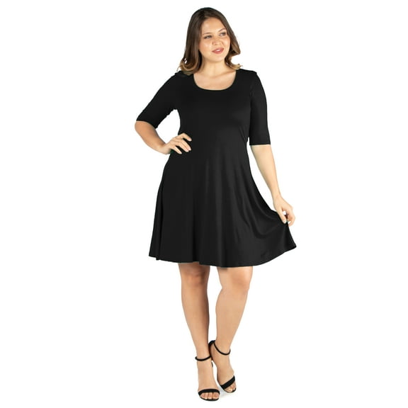 24/7 Comfort Appare Elbow Sleeve Knee Length Dress