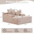 thumbnail image 4 of 66" Chaise Lounge Chair Indoor, Oversized Boneless Couch Chair with Wide Armrest, Fluffy Corduroy Sleeper Sofa Reading Chairs, No Assembly Required, Beige, 4 of 8