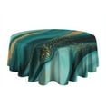 thumbnail image 5 of Teal and Gold Marble Golden Splashes Pattern Round Tablecloth 60"x60",Wrinkle Wipeable Table Cloth for Kitchen Dining Room Picnic Patio Party, 5 of 6