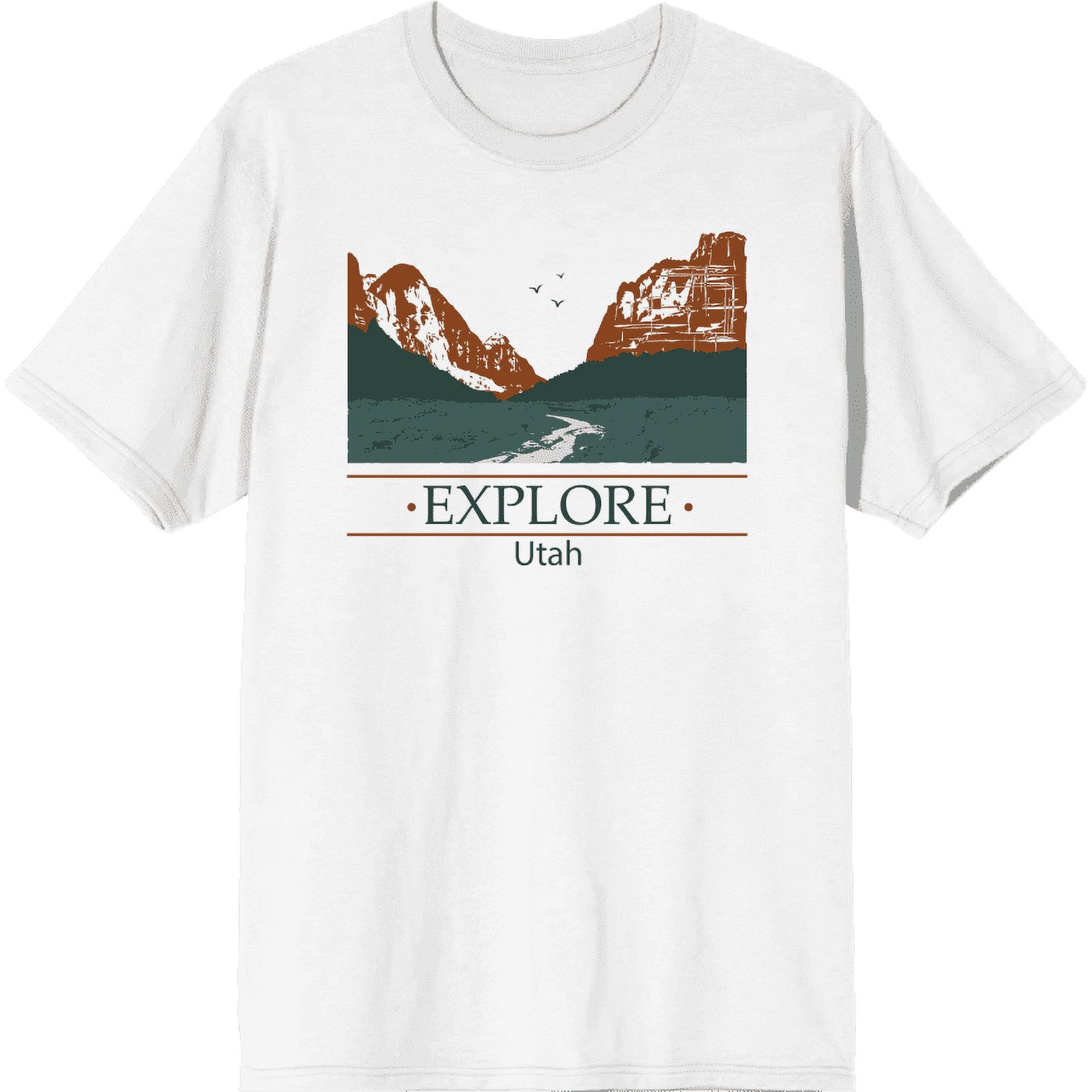 Adventure Society Explore Utah Adult White Crew Neck Short Sleee Tee-Medium