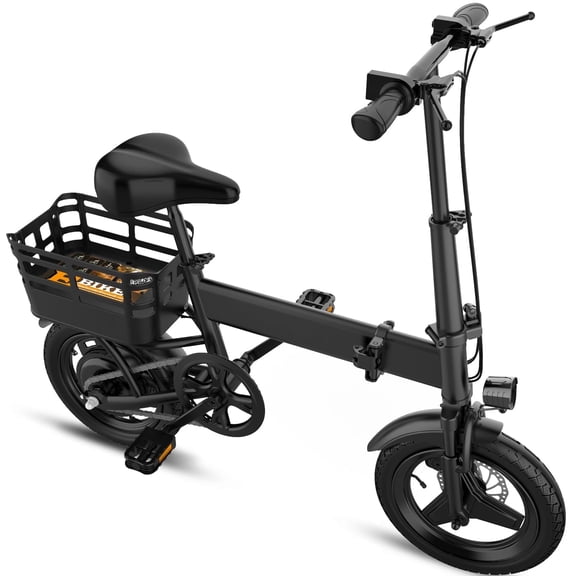 14" Folding Electric Bike for Adults, 500W Peak Motor 432Wh Hidden Anti-Theft Battery, 20MPH 35 Miles, High-Strength Rear Basket, Commuting/Shopping Mini Ebike, UL2849