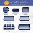 thumbnail image 3 of 8-Piece Nonstick Oven Bakeware Set in Diamond Blue – Ceramic-Coated Carbon Steel Cookie Sheets, Muffin Pan, Roasting Pan, Pie Pans, Square Pan, and Loaf Pan, 3 of 7