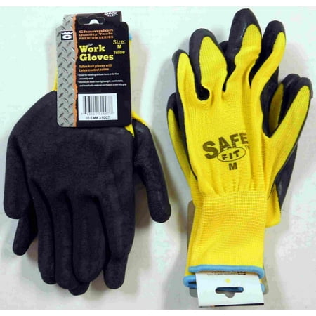 Latex Coated Work Gloves Medium Yellow