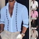 thumbnail image 3 of Men Casual Collared Dress Long Sleeve Button Down Muscle Slim Blouse Shirts Tops, 3 of 8