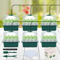 KORALAKIRI Seed Starter Tray with Light, 6PCS Seed Starter Kit with Grow Light, Seedling Starter Trays with Humidity Domes, Covers Height 3.9", Indoor Gardening Plant Germination Trays
