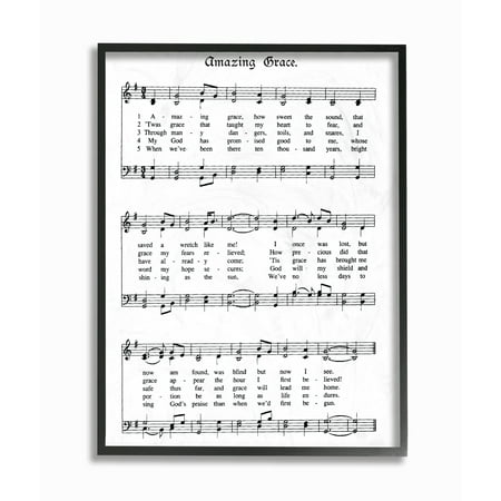 Framed Vintage Art The Stupell Home Decor Collection Amazing Grace Vintage Sheet Music Oversized Framed Giclee Texturized Art ()