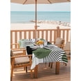 thumbnail image 2 of Outdoor Tablecloth with Umbrella Hole for Patio/Picnic/Party/Camping, Boho Geometric Waterproof Table Cloth Rectangle Table Cover Washable, Green Ethnic Abstract Stripes Motifs (54"x 80"), 2 of 8