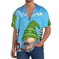 thumbnail image 7 of Lsque Merry Christmas Gnome print Men's Cuban Collar Short Sleeve Shirt Summer Beachwear Casual Button Down Fashionable Vacation Leisure Shirt-Small, 7 of 7
