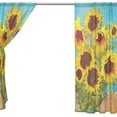 thumbnail image 3 of Coolnut Sunflowers Art Painting Sheer Gauze Door Curtain Window Curtain Drapes for Living Room Kids Bedroom Window Treatment W55 x L78 In 2 Panels, 3 of 3
