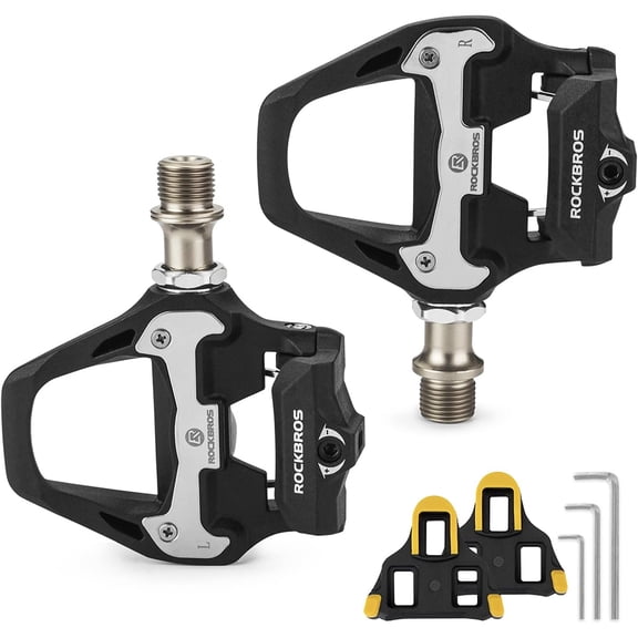 ROCKBROS Road Bike Pedals Lightweight Clipless Bicycle Pedals with Cleats Set Compatible with SPD-SL System