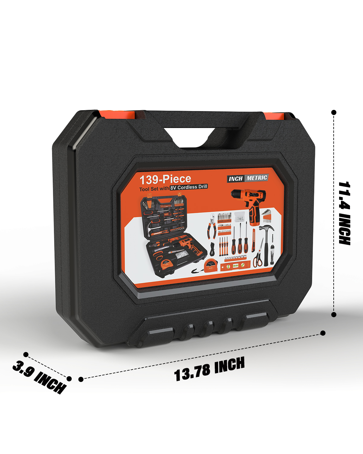 TOPHDY 139-Piece Home Repair Tool Kit with 8V Cordless Drill photo 6