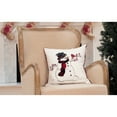 thumbnail image 2 of Snowman With Caroler Hat and Softy Tufted Snow Embroidered Christmas Pillow, 18 by 18-Inch, 2 of 3