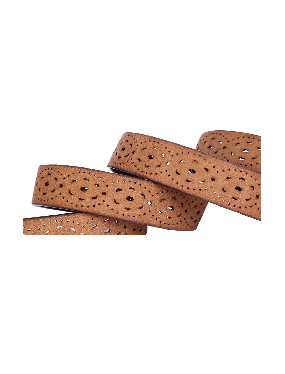 Unique Bargains Women's Carved Multi-Hole Hollow Alloy Pin Buckle Faux Leather Belt