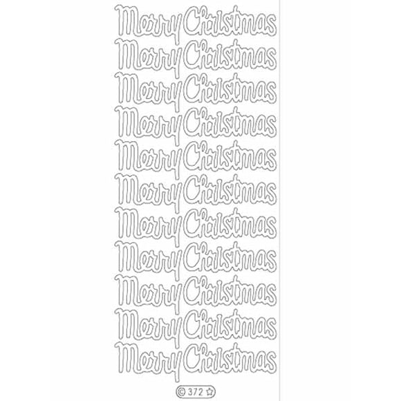Starform SILVER N372 LG MERRY CHRISTMAS Stickers Peel Outline