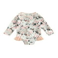 thumbnail image 1 of Toddler Baby Girl Jumpsuit Swimsuit Flower Print Long Sleeve Ruffle Spring Summer Bikini Bathing Suit Green 9-12 Months, 1 of 8