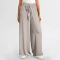 thumbnail image 4 of ZUKMRJPC Women's High Waisted Drawstring Sweatpants Casual Elastic Belt Solid Color Wide Leg Pants Soft Comfy Joggers Lounge Trousers, 4 of 5