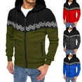thumbnail image 4 of KaLI_store Mens Zip Up Hoodie Men's Hoodies Casual Striped Drawstring Hooded And Zipper Closure Hoodie Slim Fit Sweatshirt Army Green,3XL, 4 of 5
