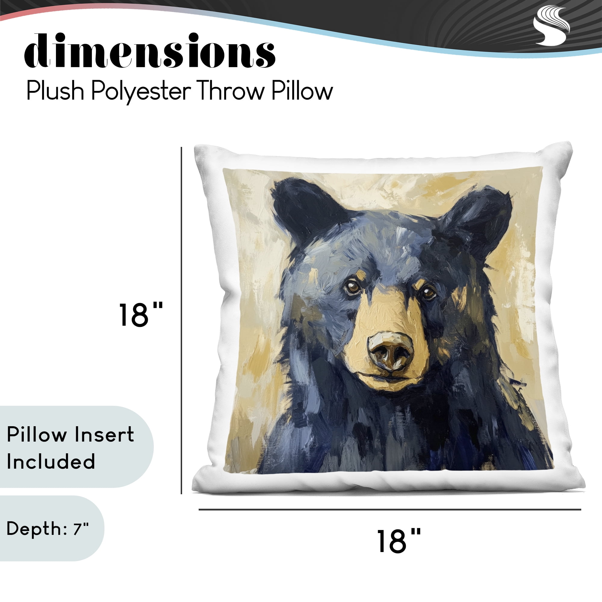 Stupell Industries Expressive Big Bear Decorative Printed Throw Pillow, design by Petal Prints Design, 18 x 7 x 18