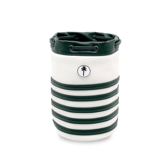 PINKTEE Golf Valuables Pouch Leather Golf Tee Pouch Ball Bag Bucket Waist Design with Removable Magnetic Ball Marker(green)