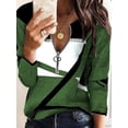 thumbnail image 1 of Gvmfive Women Tops Colorblock Long Sleeve V Neck Zipper Blouse Shirt, 1 of 2