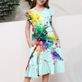 thumbnail image 2 of Dsscvnef Robe Ado Fille Robes Dessin Animé pour Filles Robe d'Anniversaire Fille Robe de Fête Fille Bébé 14-15 Ans Vêtements Enfants Filles, 2 of 7