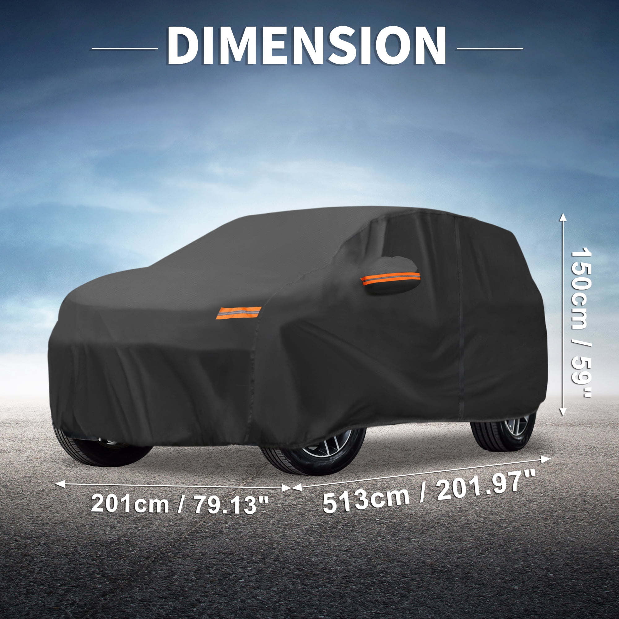 Unique Bargains Aluminum Full Car Cover Black for Honda Pilot 201.97"x79.13"x59.06"