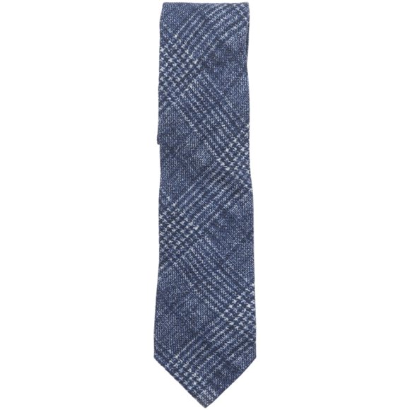 Gierremilano Men's Navy / White Wool Glen Plaid Necktie - One Size