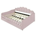 thumbnail image 5 of DreamBuck Full Size Upholstered Daybed with Trundle, Velvet Upholstered Daybed with Shell Shaped Backrest, Full Daybeds for Adults, Modern Daybed Frame for Bedroom, Living Room, Guest Room, Pink, 5 of 9