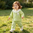 thumbnail image 5 of CAUYDY Toddler Girls Pajamas Baby Clothes Newborn Sleepers Fall Winter 12M 18M 24M Long Sleeved T-Shirt and Pants Set Infant Outfits for Girl Sizes 18-24 Months,Green, 5 of 9