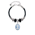thumbnail image 2 of Delight Jewelry Silvertone Small Blue Oval Cameo Mom Celtic Knot Leather Bead Bracelet, 7"+2" Extender, 2 of 4