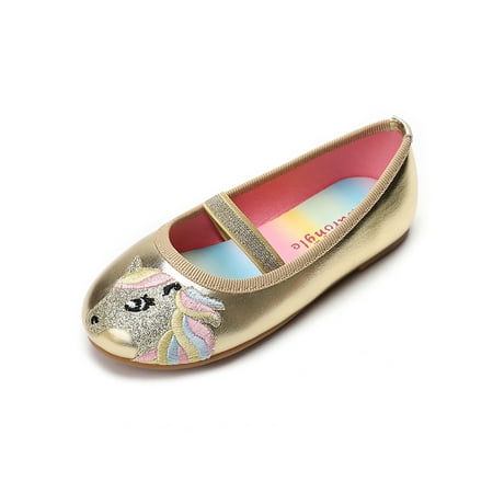 

GENILU Girls Casual Soft Flat Mary Jane Wedding Comfort Nonslip Slip On Flats