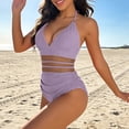 thumbnail image 5 of Aboser Halter Swimsuits for Women One Piece High Cut Bathing Suit Deep V Plunge Cheeky Swimsuit Breathable Mesh Sheer Swimwear Slim Fit Backless Shaping Wear, 5 of 6