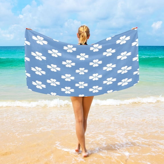Ryvnso Clover Flower Pattern Oversized Beach Towel Microfiber Bath Blankets Swimming Fitness 37" x 74"