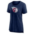 thumbnail image 2 of Women's Navy Cleveland Guardians Weathered Official Logo Tri-Blend T-Shirt, 2 of 3