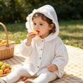 thumbnail image 5 of TSHXS Girls Clothes Infant Girls Floral Ruffle Hooded Sun Protection Shirt Jacket Button Front Light Thin Spring Outdoor Coat(2-3 Years,White), 5 of 9