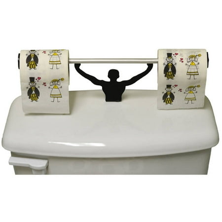 Fairly Odd Novelties Just Married Wedding Toilet Paper with Strong Man Holder Gag Gift Set