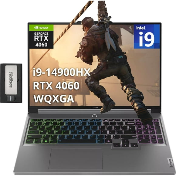 Lenovo Legion 5 16" WQXGA 165Hz Gaming Laptop, Intel i9-14900HX, 32GB DDR5, 2TB SSD, NVIDIA GeForce RTX 4060 8GB GDDR6, 4-Zone RGB Backlit Keyboard, Win 11, Grey, 256GB Docking Station Set
