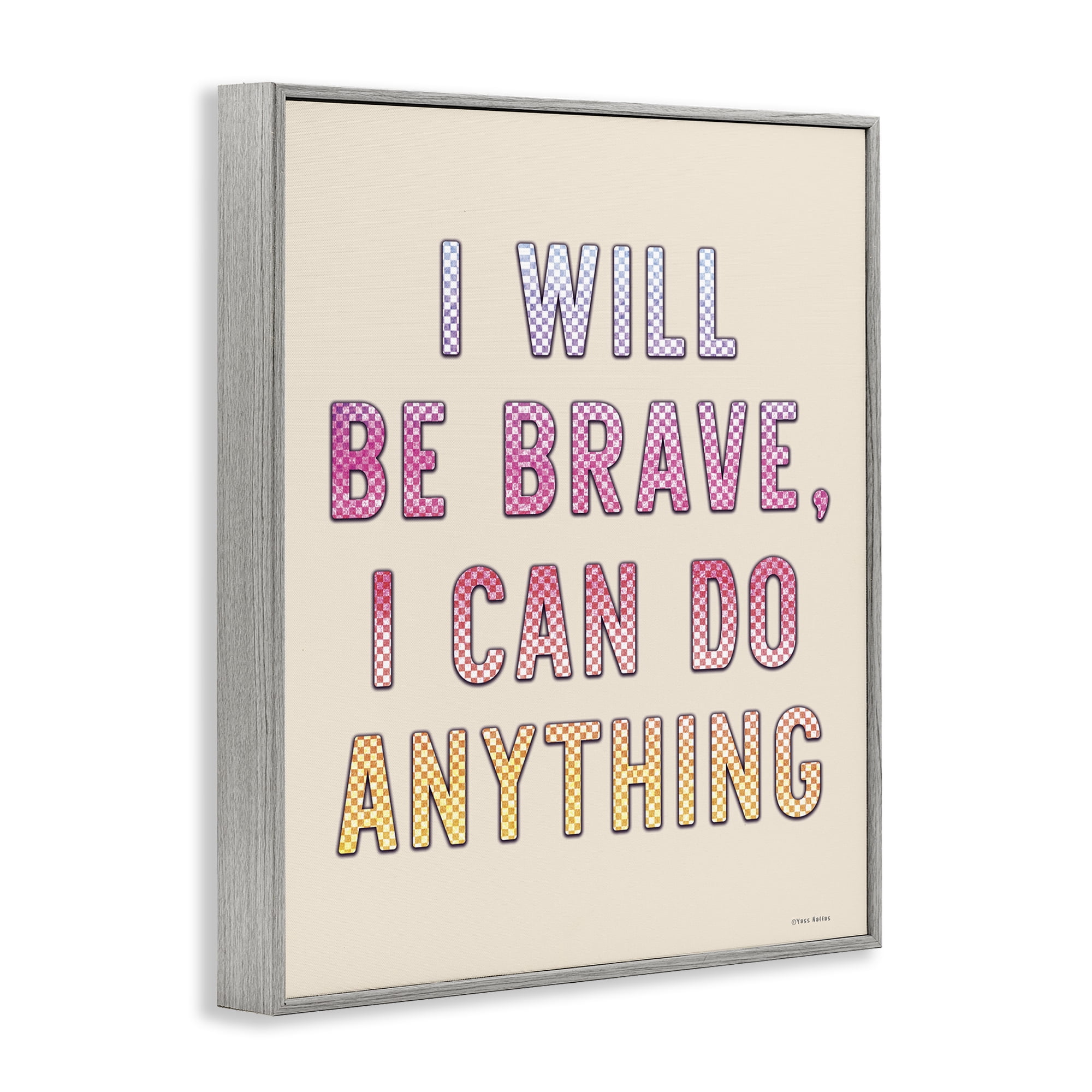 Stupell Industries Brave & Can Do Anything Typography Painting Gray Framed Art Print Wall Art, 11 x 14