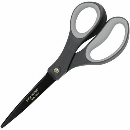 Fiskars FSK1073590 8 in. Non-Stick Titanium Softgrip Scissors - Stainless Steel - Straight Tip, Gray