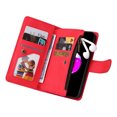thumbnail image 5 of Case for iPhone SE 2020/2022 Cover Zipper Pocket Wallet Case Magnetic Protective - Red, 5 of 5