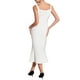 thumbnail image 3 of INSPIRE CHIC Vestido Midi de Cola de Pez sin Mangas con Escote Corazón Elegante y Volantes para Mujeres en Beige y Blanco, 3 of 5