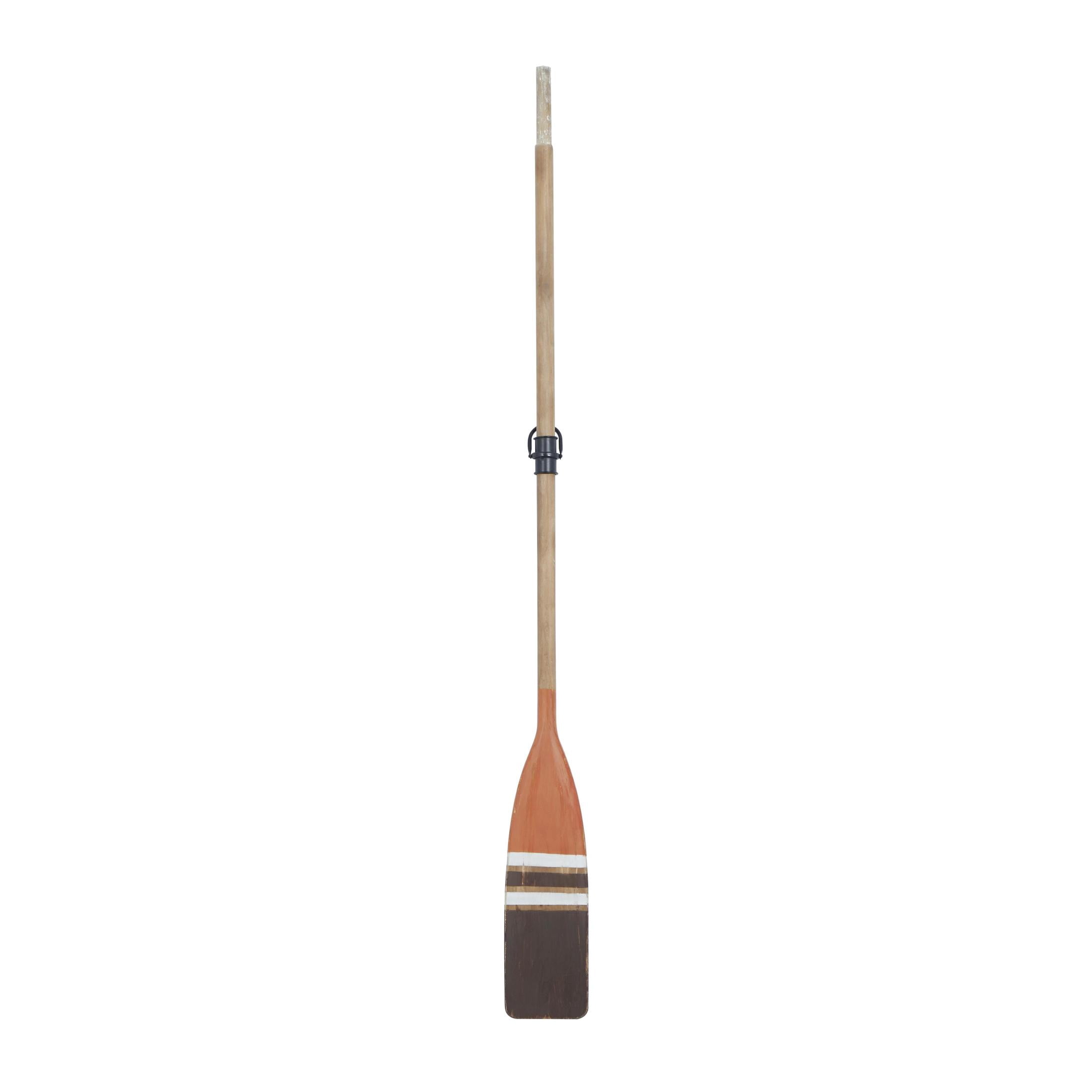 DecMode Brown Wood Novelty Canoe Oar Paddle Wall Decor with Arrow and Stripe Patterns