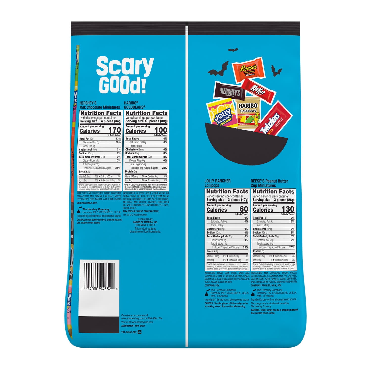 (2 pack) Hershey Miniatures Assorted Flavored, Halloween Candy Bulk Bag, 31.55 oz (100 Pieces)