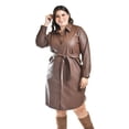 thumbnail image 4 of Vestido camisero de piel sintetica Roman Fashion /Tallas Extras, 104 (Cafe) cafe 38, 4 of 6