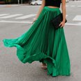 thumbnail image 5 of Joernso Elastic High Waist Pleated Skirt Women Solid Color Large Hem A-Line Long Skirt Work Leisure Skirt Streetwear, 5 of 7