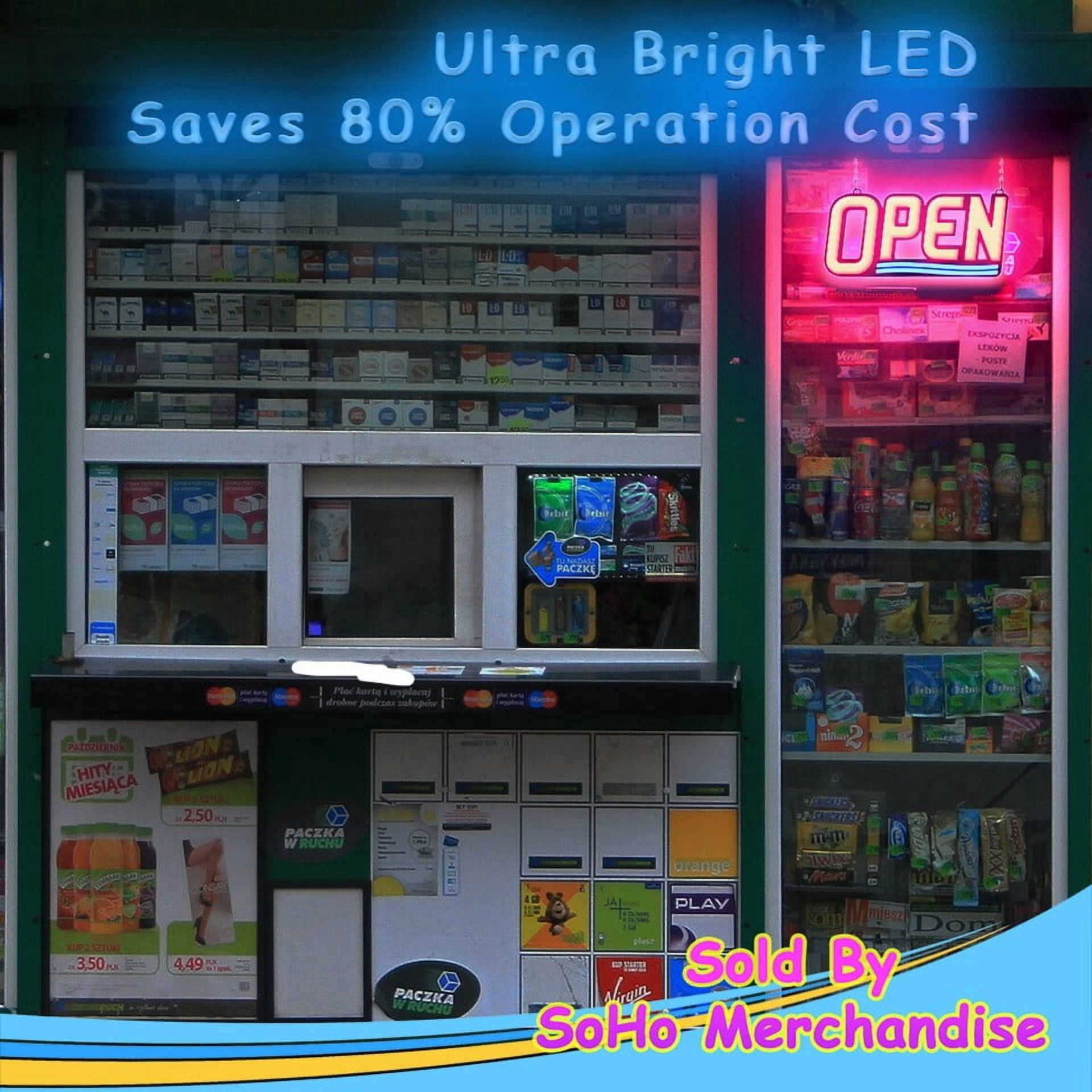 Ultra Bright LED Neon Light Business Open Sign Display for Restaurant Store Shop ( 17" x 8" Rectangle Red & Blue )